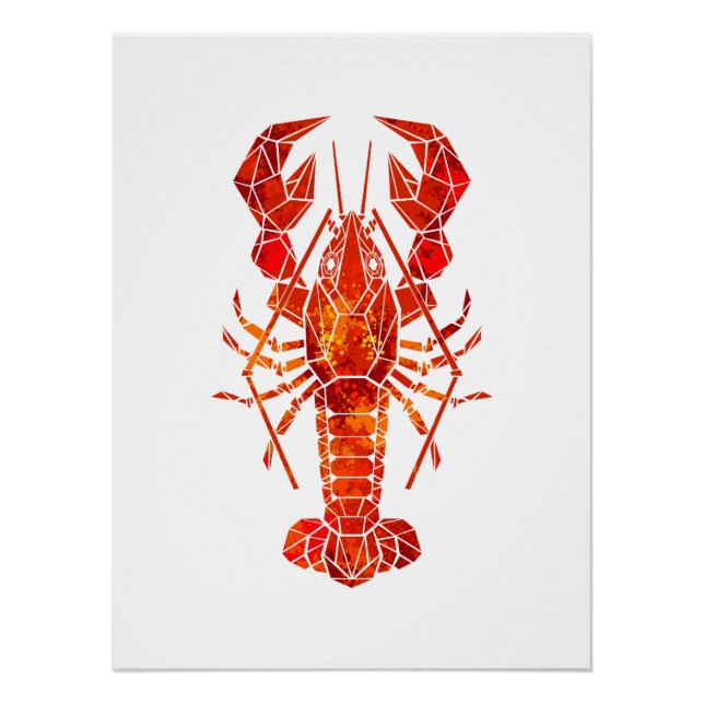 Pôster Red polygonal lobster (Frente)
