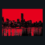 Pôster Red Pop Art Nova Iorque de Manhattan Silhouette<br><div class="desc">Imagem Digital Noturna Nova Iorque de Arte Negra e Vermelha - Principais cidades dos Estados Unidos da América</div>