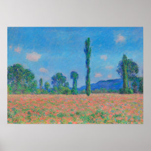 Poster Red Poppies Blue Sky por Monet - Poppy Field