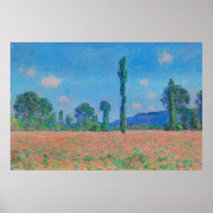 Poster Red Poppies Blue Sky por Monet - Poppy Field