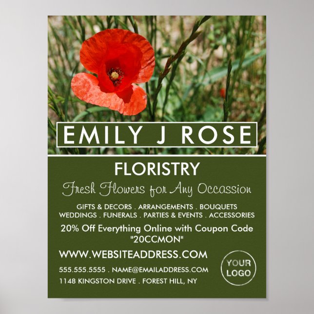 Poster Red Poppy, Publicidade De Produtos De Floricultura (Frente)