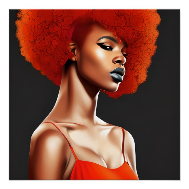 Pôster Red Queen Auburn Cute Hair Black Melanin Afro (Frente)