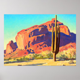 Poster Red Rocks and Cactus, 1945 por Maynard Dixon