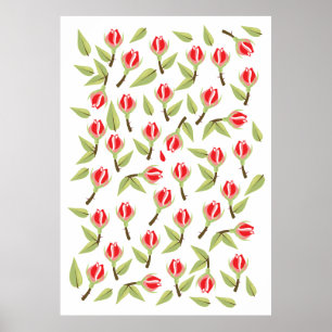 Poster Red Rose Pattern