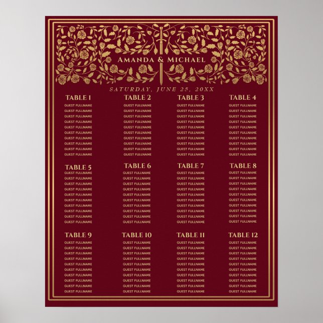 Poster Red Royal Medieval Sword Wedding Gráfico (Frente)