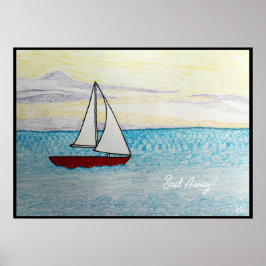Poster Red Sailboat - Sail Fway!