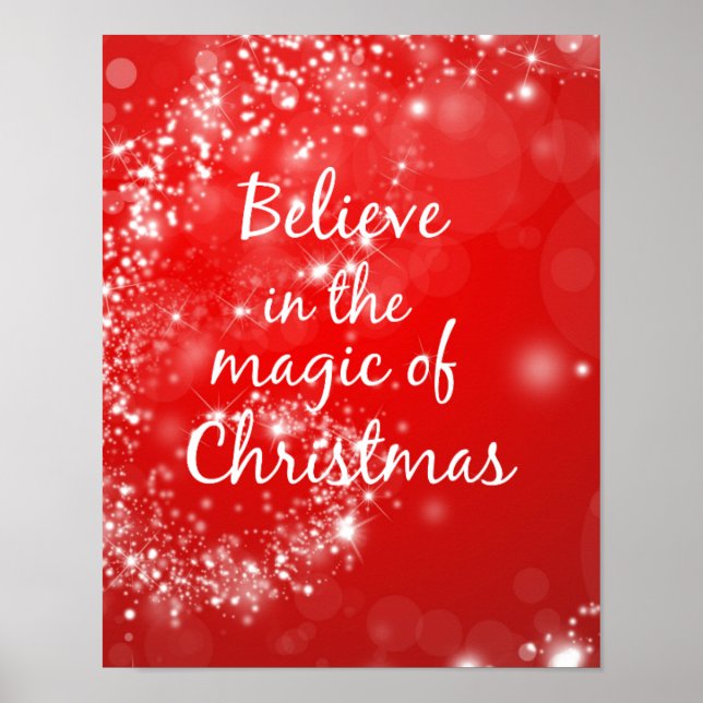 Poster Red Sparkles com citação mágica de Natal (Frente)