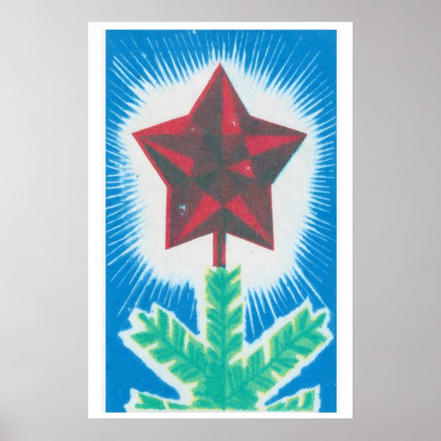 Poster Red Star Christmas Tree Matchbox Art Print (Frente)