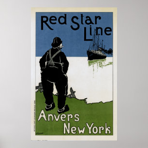 Pôster Red Star Line ~ Anvers - Nova Iorque