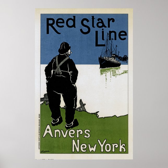 Pôster Red Star Line ~ Anvers - Nova Iorque (Frente)