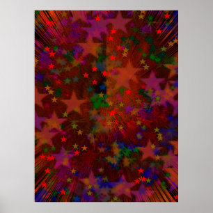 Poster Red Stars 120421 - Abstrato Bokeh