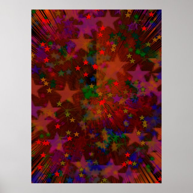 Poster Red Stars 120421 - Abstrato Bokeh (Frente)