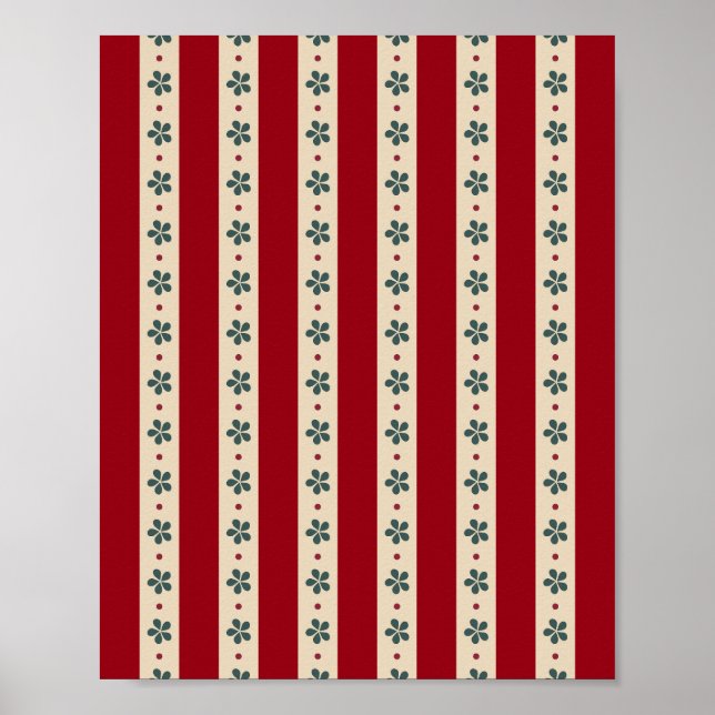 Poster Red Stripes And Flowers (Frente)