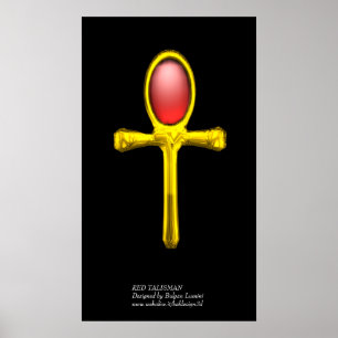 Pôster RED TALISMAN Dourado Ankh egípcio Vida Eterna
