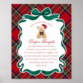 Poster Red Tartan Plaid Christmas Bear Diaper Thoughts
