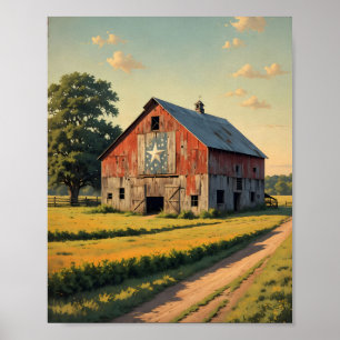 Poster Red Texas Barn Digital