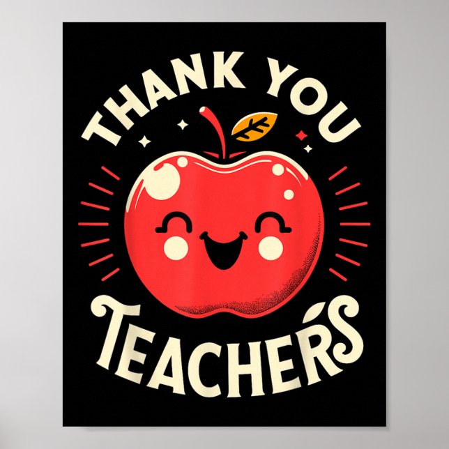 Poster Red Thank You Teachers Motivational Appreciation F (Frente)