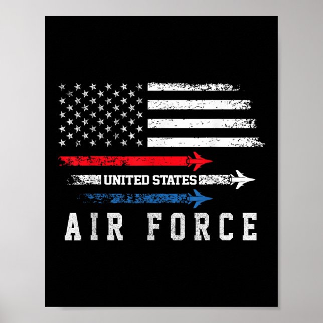 Poster Red White Blue Air Force Flyover Proud American In (Frente)