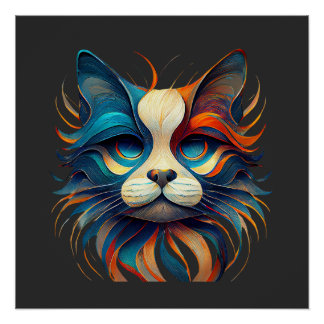 Pôster Red White & Blue Patriotic Cat