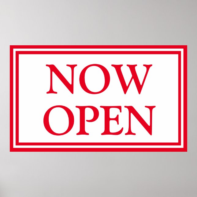 Poster Red White Business Agora Aberto (Frente)