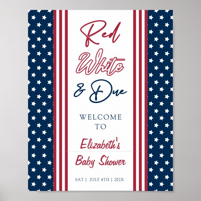 Poster Red White e due 4 de julho Chá de fraldas Bem-vind (Frente)