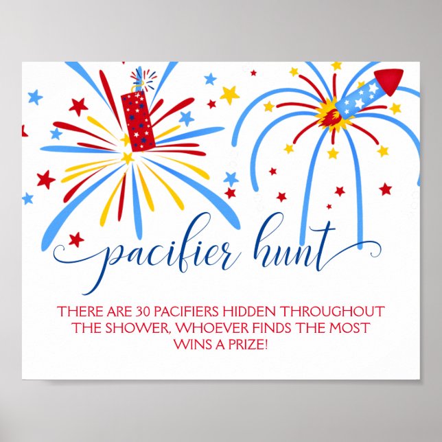 Poster Red White e due Pacifier Hunt Chá de fraldas Game (Frente)