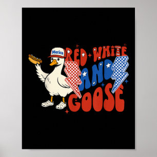 Poster Red White E Goose 4 De Julho Patriótico Goose Ho