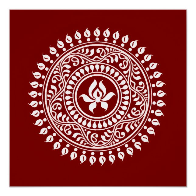 Pôster Red & White Festivo Rangoli (Frente)