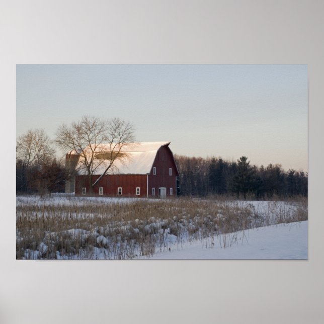 Poster Red Winter Barn (Frente)