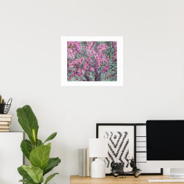 Poster Redbud Em Um Céu Verde Opaco / Artista Larry Lerew