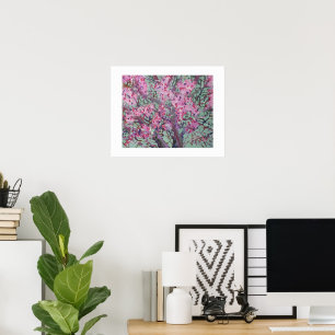 Poster Redbud Em Um Céu Verde Opaco / Artista Larry Lerew