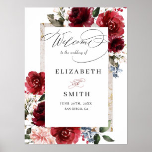 Poster Reddish Floral Elegant Rustic White Wedding