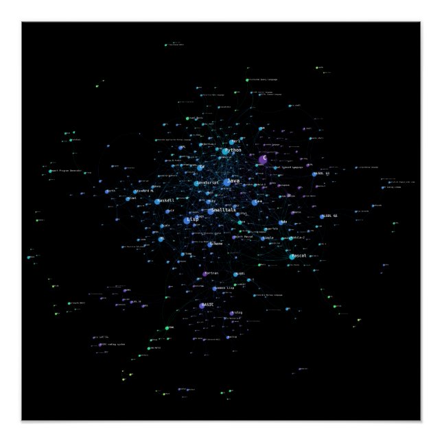 Pôster Rede de influência em línguas de programação 2020 (Frente)