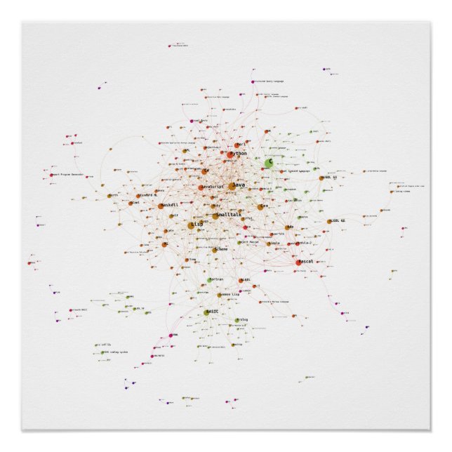 Pôster Rede de influência em línguas de programação 2020 (Frente)