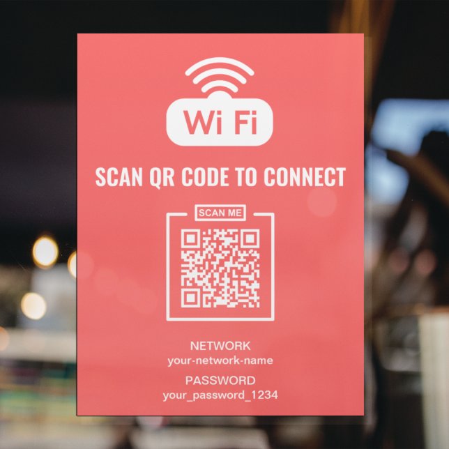 Poster Rede de senha WIFI de código QR personalizada Inte (Criador carregado)