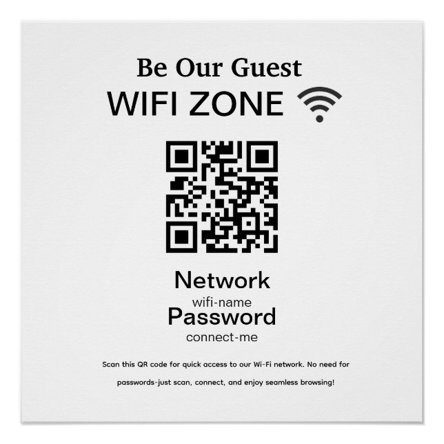 Pôster Rede Wifi | Código QR Internet Scan para Conectar (Frente)