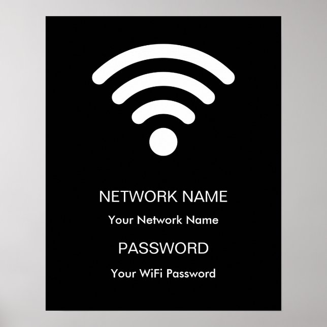 Poster Rede Wifi com Marca Personalizada e Senha Preta (Frente)