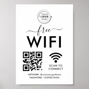 Poster Rede Wifi e varejo comercial de verificação de cód