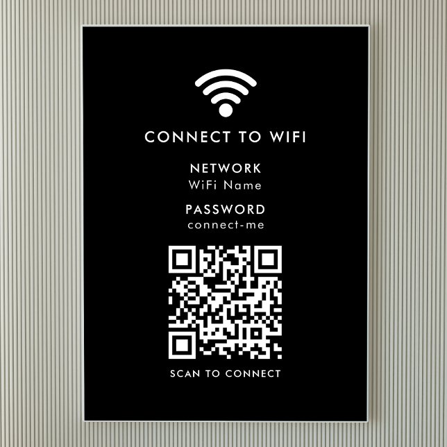 Poster Rede Wifi | Senha de Internet de código QR Preta (Criador carregado)