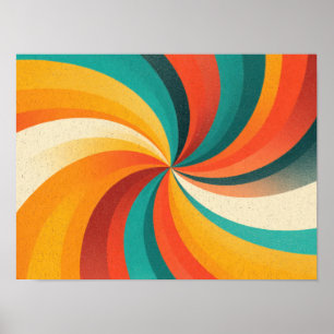 Poster Redemoinho de Cores Retrô – Fundo Abstrato Vintage