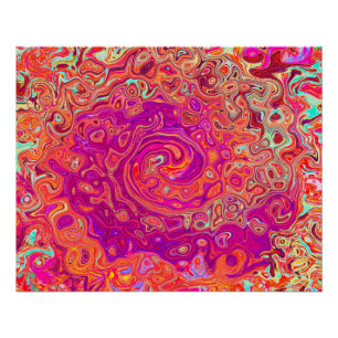 Pôster Redemoinho de Mármore Coral e Roxo Abstrato Retro