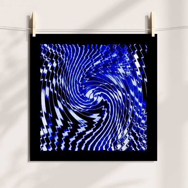 Poster Redemoinho de Zebra Azul (Blue Zebra Swirl Abstract Digital Art Poster)