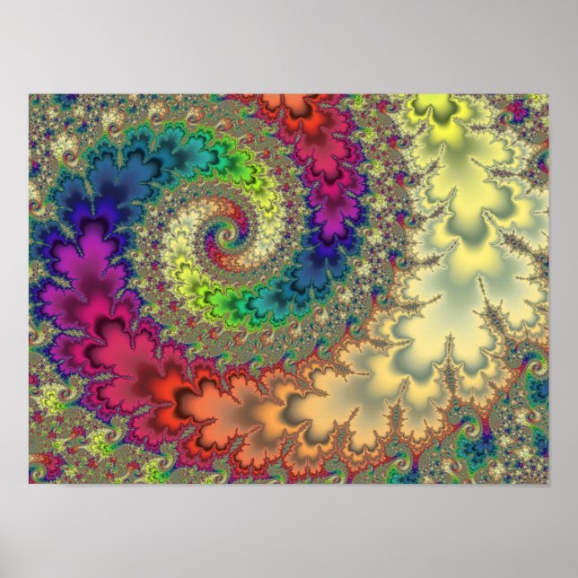 Poster Redemoinho Fractal Arco-íris  (Frente)