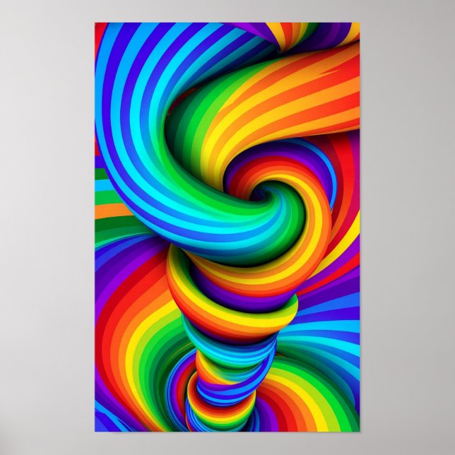 Poster Redemoinho Vortex Torcido do Arco-Íris - Ilusão Óp (Frente)