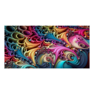Pôster Redemoinhos 3D Coloridos em Estilo Fractal