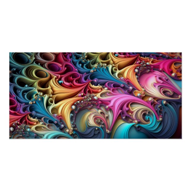 Pôster Redemoinhos 3D Coloridos em Estilo Fractal (Frente)