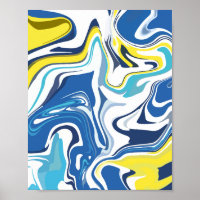 Redemoinhos Abstratos em Azul, Amarelo e Branco