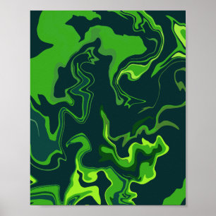 Poster Redemoinhos de Fluido Verde Abstrato