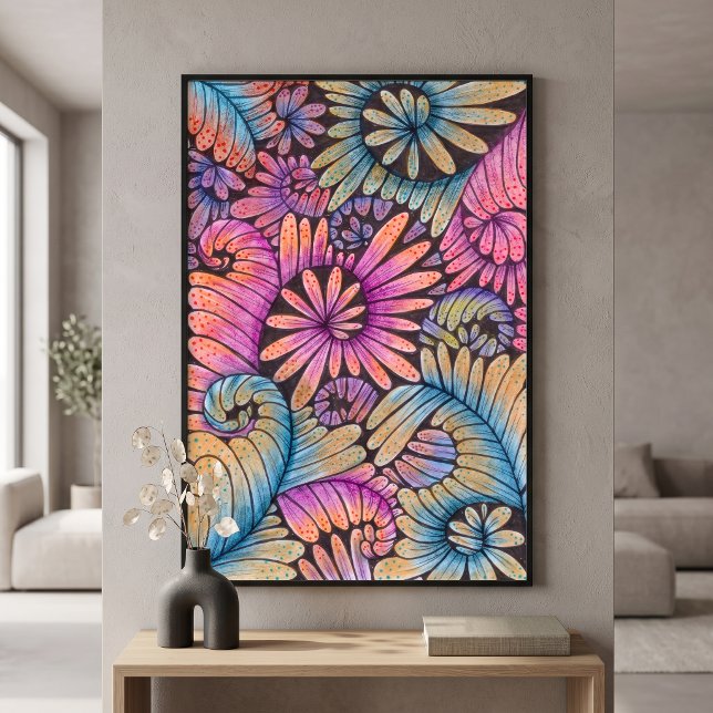 Poster Redemoinhos Florais Abstratos Boho Psicodélicos Vi (Criador carregado)