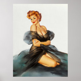 Poster Redhead com pintura Pinup preta e escura